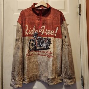 Men's XL 1/4 Zip Motorcyle Theme Shirt